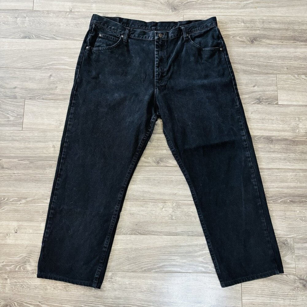 Wrangler Jeans Black Denim Relaxed Fit Taper Leg High Rise Mens Size 40x30